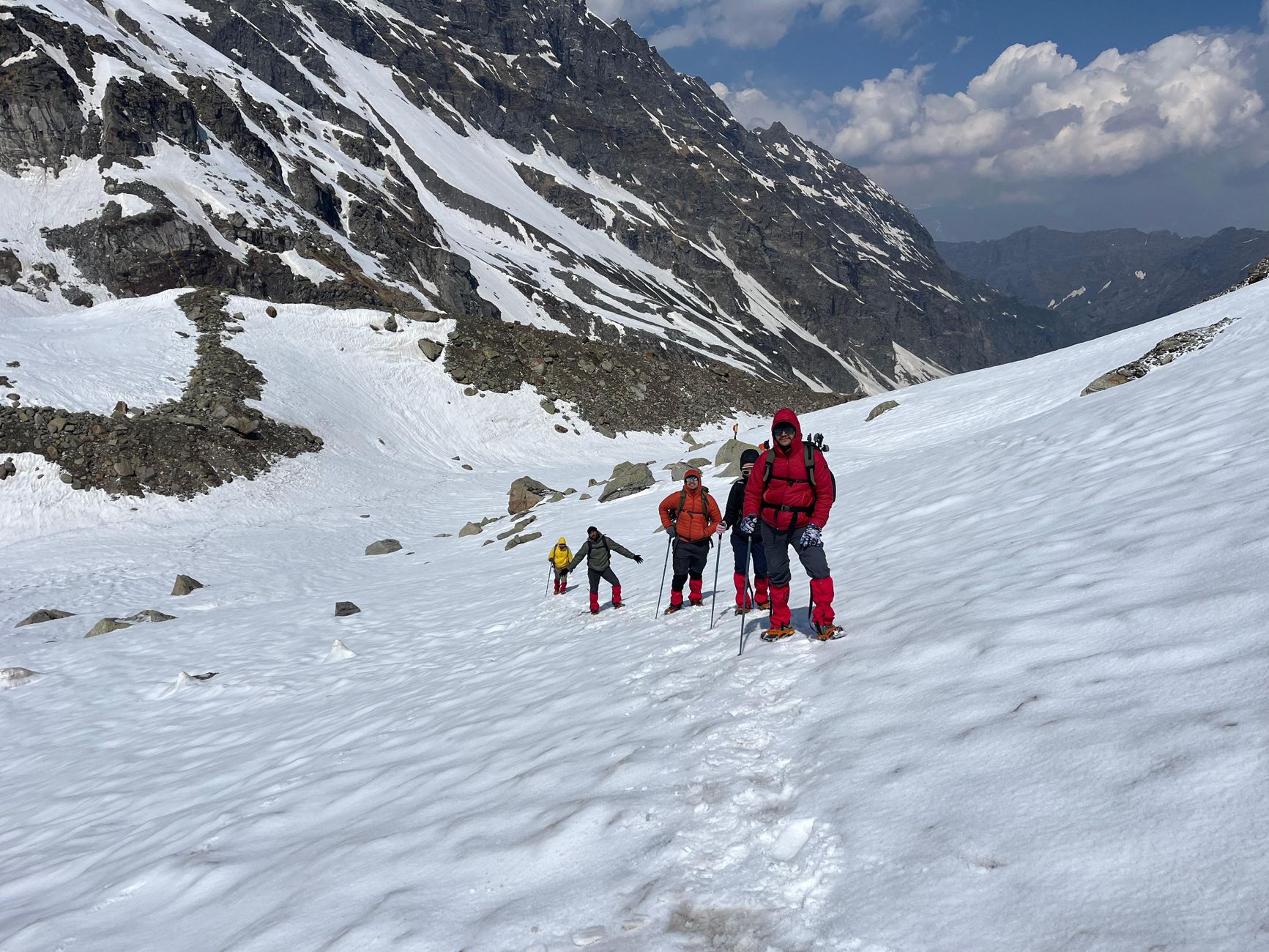 Alpine mountain trekking gear layout